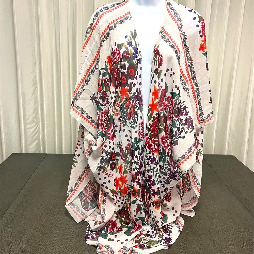 ZEAMO Women's Flowy Sheer Crop Sleeves Loose Chiffon Kimono